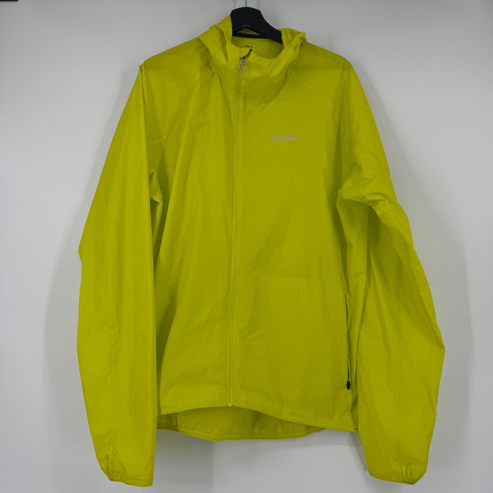 Rapha Commuter Lightweight Jacket Mens XL Yellow Neon Hooded Windbreaker Cycling